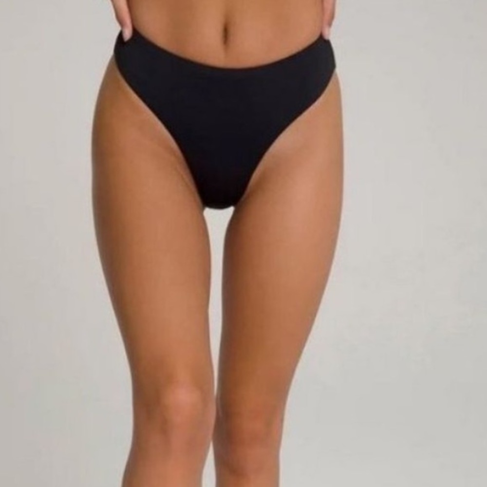 NWOT Good American Good Waist Cheeky Matte Bikini Bottom in Black Size 6/xxxl